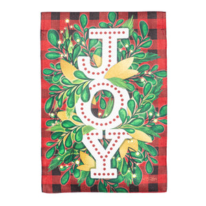 Holiday Joy Burlap Garden Flag