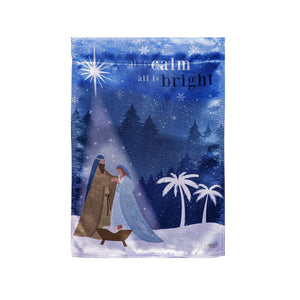 All is Calm Nativity Lustre Garden Flag