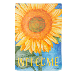 Welcome Sunflower Suede Garden Flag