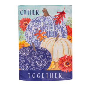 Changing Seasons Pumpkins Garden Suede Flag