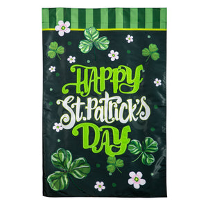 Happy St. Patrick's Day Shamrocks Applique House Flag