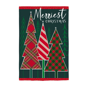 Merriest Christmas Tree Applique Garden Flag