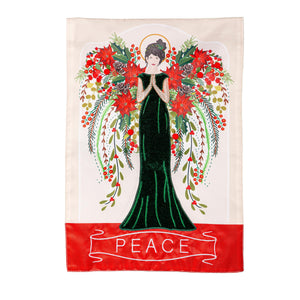 Floral Angel Applique Garden Flag