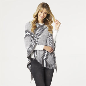 Haisley Chevron Poncho Grey