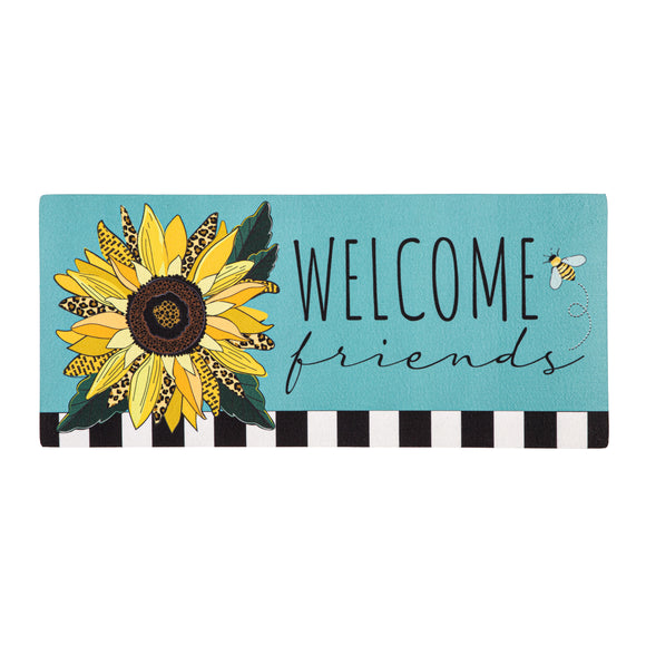 Welcome Friends Leopard Sunflower Sassafras Insert Mat