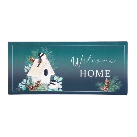 Welcome Home Winter Bird House Visit Sassafras Insert Mat