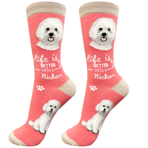 Life is Better Socks Bichon Frise