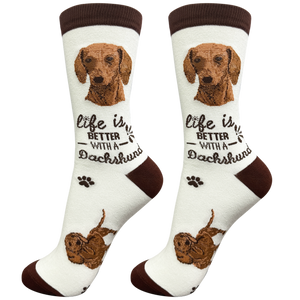 Life is Better Socks Dachshund, red