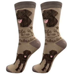 Life is Better Socks Labrador, chocolate