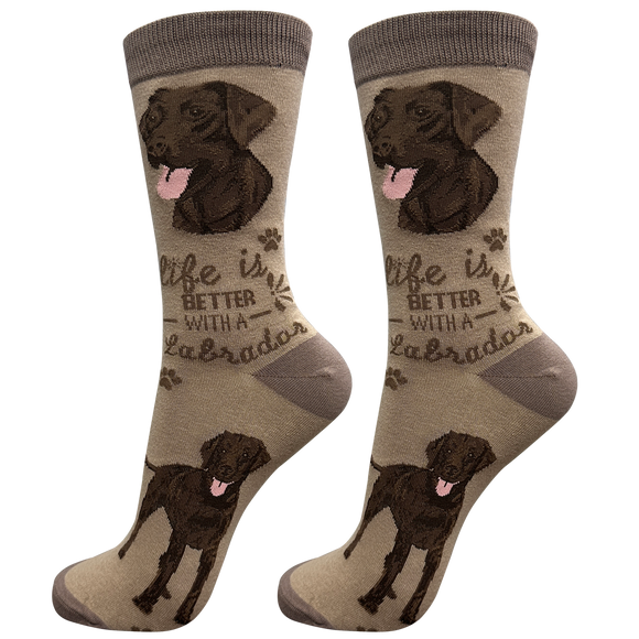 Life is Better Socks Labrador, chocolate