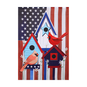 Patriotic Birdhouses Garden Suede Flag