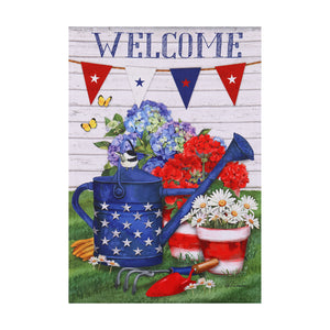 Welcome Garden Can Garden Suede Flag