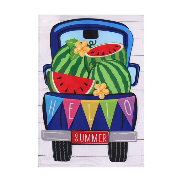 Hello Watermelon Garden Applique Flag