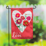 Heart of Flowers Garden Linen Flag