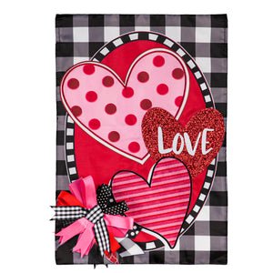 Hearts and Love Garden Applique Flag