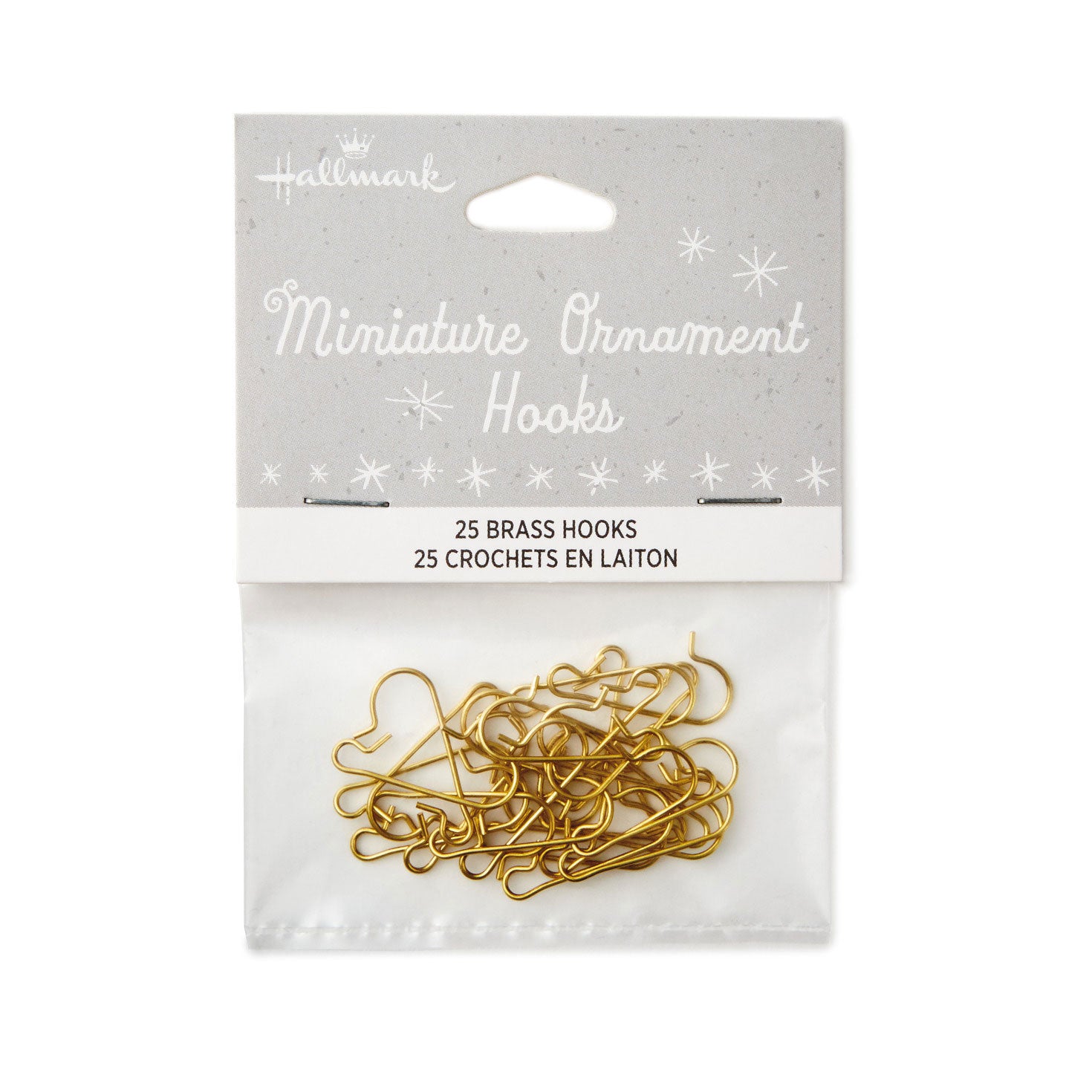  Miniature Gold Brass Christmas Ornament Hooks - Set of 100 with  Elegant Tin Box - Includes a Bonus Surprise Ornament. Compatible with  Hallmark Keepsake Mini Ornament : Home & Kitchen